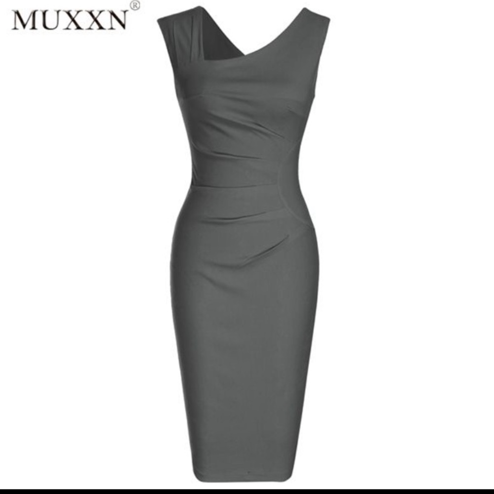 MUXXN 1950s Style Sleeveless Slim Pencil Dress